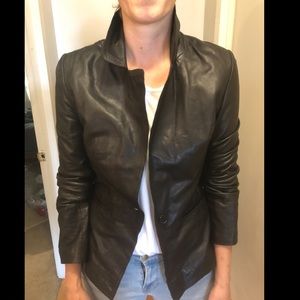 Reiss Black Soft Leather Blazer Style Jacket